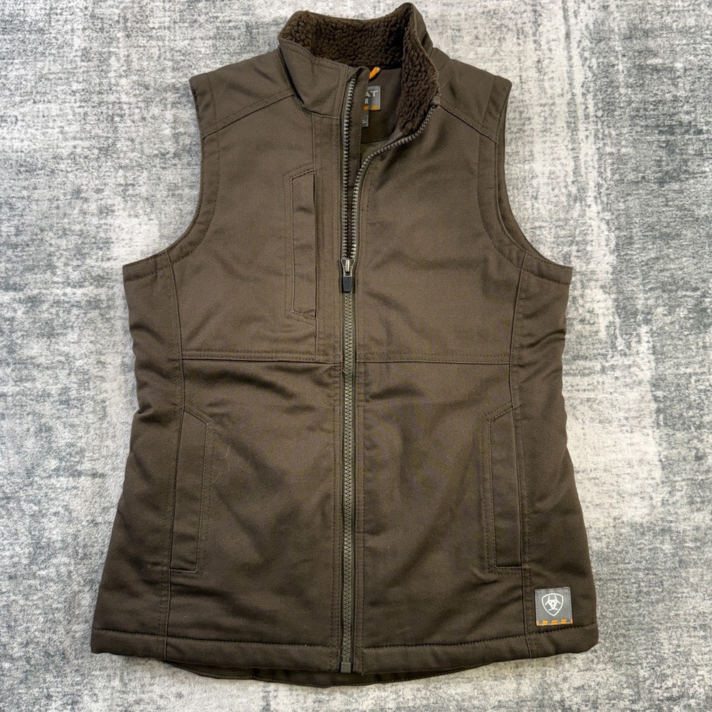 Ariat Rebar Dura Canvas Vest Womens Small Brown Quilted Insulated Field Chore